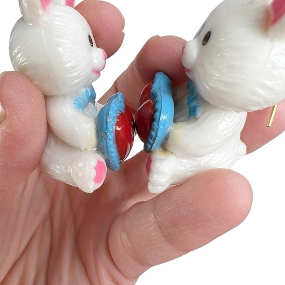 White Easter Bunny I Love You Dangle Pierced Earrings - Picture 13 of 14